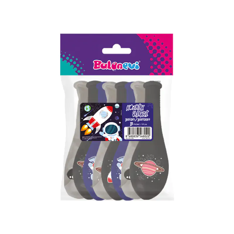 4+1 Kozmik Galaksi Baskılı 12” Balon 8’li